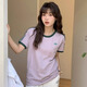 阿迪达斯 （adidas）经典复古刺绣条纹紫罗兰休闲圆领短袖T恤女 DU9893 紫罗兰 du9893 M