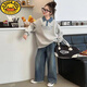 
G.DUCKKIDS girls sweatshirt 2025 spring and autumn new fashionable and fashionable mid-large children internet celebrity street denim girl autumn top gray 150 cm suitable for 140-150 cm age 9-10 years old
