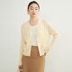 ROMON sweater for women spring and autumn wool wear micro-transparent hollow V-neck jacket for women 2025 new small temperament sweater cream rice L