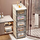 Nafenai Bathroom Slit Storage Cabinet Multi-layer Drawer Kitchen Bathroom Narrow Slot Storage Rack Toilet Side Narrow Cabinet 18cm Width Pure White - Thickened (Mobile Model) 5 Layers