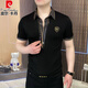 Pierre Cardin T-shirt floral de soie glace à manches courtes à manches courtes Polo de la mode de luxe de haute qualité Business Business T-shirt polyvalent 7018 Black M 120Jin [Jin est égal à 0,5 kg]