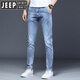 JEEP SPIRIT夏季男弹力牛仔裤夏薄款2025新款裤子男士休闲修身小脚裤浅色长裤 黑色1048款 28