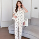 Langsha Pajamas à trois pièces pour femmes à manches courtes à manches à manches courtes de glace Nouveau-pois haut de gamme Les vêtements à la maison peuvent être portés à l'extérieur de l'automne 3892 Polka blanc DOT M