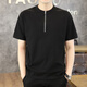 CK Herren kurzärmelig T-Shirt 2025 Sommer neuer trendiger Standkragen Halbzipper Polo-Hemd dünne, einfarbige halbe Ärmeln 1585 Weiß M.