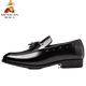 Scarecrow (MEXICAN) matte suit men's leather shoes men's flat shine formal wear youth pointed toe casual wedding shoes spring and autumn beans shoes big 9923 matte black 38