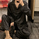 Langsha (Langsha) Pyjama printemps et été pour les femmes pour les manches longues en soie à glace d'automne Ensemble en deux pièces pour les femmes 2025 NOUVEAU COMMISSEMENTS MINEURS 724 JACQUARD-WHITE PLAID (SET) M (Recommandé 90 Jin [Jin est égal à 0,5 kg]))