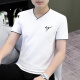 花花公子（PLAYBOY）纯棉短袖t恤男士2025年新款夏季修身V领男装体恤衣服薄款半袖潮流 白色 D7029 M
