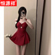 HENGYUANXIANG MAISONSUSUIRS JUPTE FEMME STYLE COUVERTURE CONSERVATEUR CONVERATIVE COUVERTURE POUR VOUS AVEC Look Slim Coréen Version coréenne Shirt Super Fairy 2025 SENS SENS STRIPT HOT Spring Red 3051-Swimsuit + A1 Shirt S [Suggestion 80-90jin [Jin est égal à 0,5 kg]]