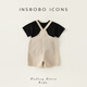 Insbobo Boys Sommeranzug Overalls Zwei-teilige Mädchen Sommerkleidung Kinderkleidung modische schwarze + apricosen 80 cm