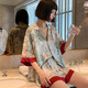 UKUHPKINS Spring and Automne Ice Silk Shek Shorts Shorts pyjamas Femme Femme Female Casual Clothing Set Yfy9905 [Silk Smooth and Cool] M [80-100jin suggéré [Jin est égal à 0,5 kg]]]