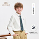 YEEHOO boys' shirts, children's shirts, medium and large children's clothing, pure cotton tops, long-sleeved college style spring clothes, white 175