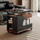 Fashati government subsidizes the living room side table movable sofa side table Italian minimalist side cabinet small trolley tea table storage rack BJ3023 [white + walnut color] movable cart side table