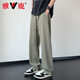 Pantalones de yalu bingsi para hombres en verano pantalones casuales de pierna recta, de color recto de agua rápido para niños, nuevos pantalones de patas abiertas 6636 negros l alrededor de 110-130Jin [Jin equivale a 0.5 kg]