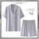 FENTENGG light luxury brand silk pajamas men's summer thin short sleeve shorts large size mulberry silk home clothes two pieces royal blue 6628 gift box packaging 4XL height 178-190 weight 200-220Jin [Jin equals 0.5 kg]