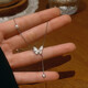 Farcoko Butterfly Necklace Women's Silver Clavicle Chain Tassel Necklace Small Fresh Birthday Gift for Girlfriend and Wife Silver-Butterfly Clavicle Chain
