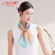 Shanghai Story Seiden kleiner quadratischer Schal Gaze Schal für Frauen 100% Mulberry Silk Frühling und Sommerschal für Menschen Schal Geschenkbox Muttertag Geschenk Blau