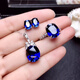 Fat Donglai's same style sapphire earrings 5A grade Sri Lankan tanzanite women's pure L silver plated 18 earrings main stone 6x8mm