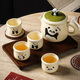 Qiao丂Panda Ceramic Water Set One Pot Four Cups Flower Teapot Mark Water Cup Tea Set Complete Housewarming New Wedding Souvenir Gift Box 1 Pot 4 Cups Tea Tray Not Included