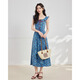 
IEF/Aiyifu skirt 2025 summer new French tea break romantic lady vacation style vest long skirt blue flower S