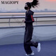 MAGIOPY国际奢侈高档品牌休闲运动套装女春季2025年新款时尚修身黑色外套 黑色两件套 S(100斤以内)