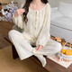 Montagut Cloud Cotton Pyjamas für Frauen im Frühjahr und Herbst Langarmschlingen Drei-teiliges Set Cute Leaf Pure Style Home Clothing 2025 NEU TFN#F9928 5XL M Empfohlen 75-95jin [Jin gleich 0,5 kg]