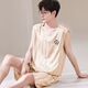 北极绒（Bejirog）男士睡衣夏季凉感冰丝无袖薄款宽松背心短裤套装夏天家居服可外穿 AY9905  冰丝 M 男款M码 80-100斤