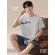 
Hengyuanxiang pajamas men's summer thin pure cotton shorts new style outerwear full-cotton summer home clothing set 16759 L (suggested 110-115Jin [Jin equals 0.5 kg])