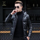 花花公子（PLAYBOY）2025冬季新款真皮质感皮衣男短款潮流修身夹克连帽加厚休闲外套男 黑色 2XL 180码-140-155斤