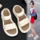 
Huilirui girls sandals summer 2025 new children's fashionable beach shoes girls medium big children soft sole princess sandals summer 723 beige 35 size