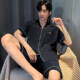 Yalu pajamas men's summer thin ice silk short-sleeved teenagers can wear men's 2025 new home clothing suit Kuangye Hei [new style of the season in progress.] M Recommended height is about 165, weight is 90-110