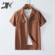 DK Light Luxury Herren-Leinen kurzärmeliges Hemd Herren Retro Revers Workwear atmungsaktiv dünner Sommer Baumwollwäsche vielseitiges Hemd weiß XL