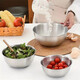 Stainless steel salad bowl multi-purpose fruit bowl vegetable salad egg beater kitchen household with scale and basin 17cm stainless steel and basin 1
