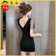 RAFT CORE Nightclub Arbeitskleidung für Frauen Nachtclub Kleid für Frauen Deep V Kleid Fußmassage Fußbadetechniker Arbeiten sexy Hüften 3882 Schwarz 3xl empfohlen 135-150jin [Jin gleich 0,5 kg]