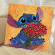 He Jiangong Stich painting set Stich Quartz Sand Texture Drawing Diy full set of materials hand-painted colored acrylic cartoon digital oil painting Structure Drawing 9721 60*60cm inner frame + outer frame (default wood color
