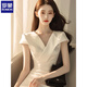 
Lomond acetate satin white dress for women in summer upper class high-end exquisite temperament goddess style super good looking white dress XL [Suggested 115-125Jin [Jin equals 0.5 kg]]