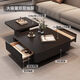 Zhixing Italian gray slate coffee table light luxury high-end style small apartment living room home Italian minimalist 2025 new square coffee table square + T new Italian gray slate black frame black cabinet 80 slate + side table 60