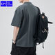 Kilo Meterskm2024 Summer NUEVA Camiseta de color sólido Men sueltos American algodón retro Camiseta de manga corta 5009 YD-Black-5509 m
