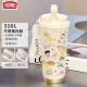 Thermos Crayon Shin Camiseta Termos Termos Cubierta de gran capacidad Doble para estudiantes, hombres y mujeres llevan con ellos nuevas tazas de agua con alta apariencia CKY679 SHIN SHIND + LANYARD ACERO INOXINO + CERAMIC