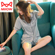 Catman (MiiOW) high-end ice silk pajamas for women short-sleeved shorts brand two-piece suit summer thin cardigan imitation silk home clothing 3899 apricot color L (100-118Jin [Jin equals 0.5 kg])