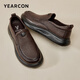 Yierkan men's shoes autumn sheepskin comfortable slip-on leather shoes men's soft-sided slip-on business casual shoes 59171W Brown 40