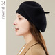 JIUMU Pure Wool Women's Beret Warm Hat Women's Autumn and Winter Versatile Women's Painter Hat Winter Girls' Beret Hat