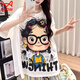 Catman (Miiow) Koreanischer Pywon-Pyjamas für Frauen im Sommer kurzärmelige lange Hosen Cartoon Curly Hair Girl Home Kleidung Großgröße zweiteiliger Set für Außen-Cartoon-Mädchenanzug (Empfohlen 110 ~ 125 Jin [Jin gleich 0,5 kg]))