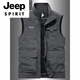 
JEEP SPIRIT high-end brand 2025 spring and autumn vest men multi-pocket middle-aged and elderly photography vest casual fishing workwear horse clip men gray M