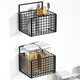 Lin Family Boy Bathroom Storage Rack Toilet No Punching Rack Wall Storage Basket Small Black Single Grid-[Single]