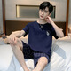 CarsemKeitn夏季男士短袖睡衣薄款棉质休闲加大码青少年家居服男宽松套装夏天 D9928 L 男L