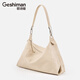 Geshiman high-end fashion bag 2025 new top-layer vegetable tanned leather casual hobo women's bag large capacity single-shoulder tote bag [gift box] Mixing 7296