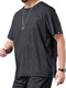 Yicaiwan short-sleeved T-shirt fat ice silk men's suit summer sports quick-drying suit plus fat plus size men's high-end design sense 829 ice silk black suit 2XL average size