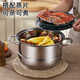 The same thickened stainless steel double-layer steamer with visual anti-scalding glass lid as used in supermarkets, induction cooker, gas stove, universal, thickened stainless steel, 2 layers, 26cm