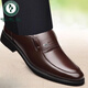 Woodpecker 2025 summer new leather shoes men's shoes genuine leather formal wear breathable business casual anti-slip middle-aged and elderly dad's shoes fashion black 9922 four seasons 37 standard leather shoes size