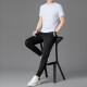 ZHIDOUDOU ice silk short sleeve shorts suit men's summer thin style with handsome casual sports suit including 13601 trousers suit gray M /165